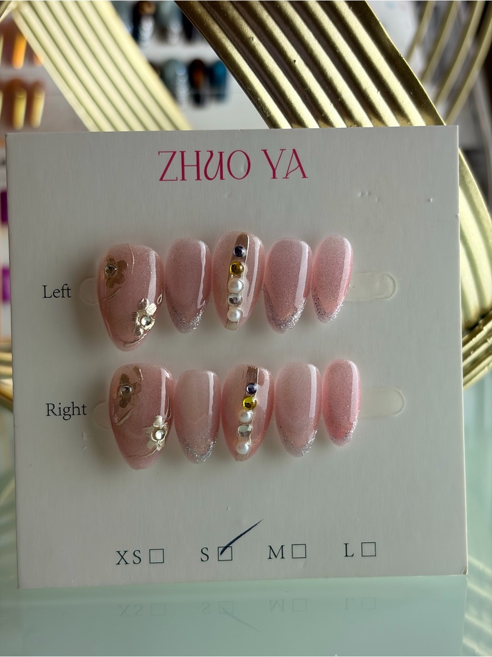 Pink Pearl Accent Press-On Nails - S